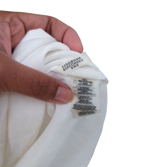 Calvin Klein Women 14 Dress White Cold Off Shoulder Eyelet Polyester - Picture 6 of 9